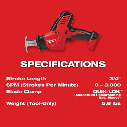 M18 18V Lithium-Ion Cordless HACKZALL Reciprocating Saw (Tool-Only)