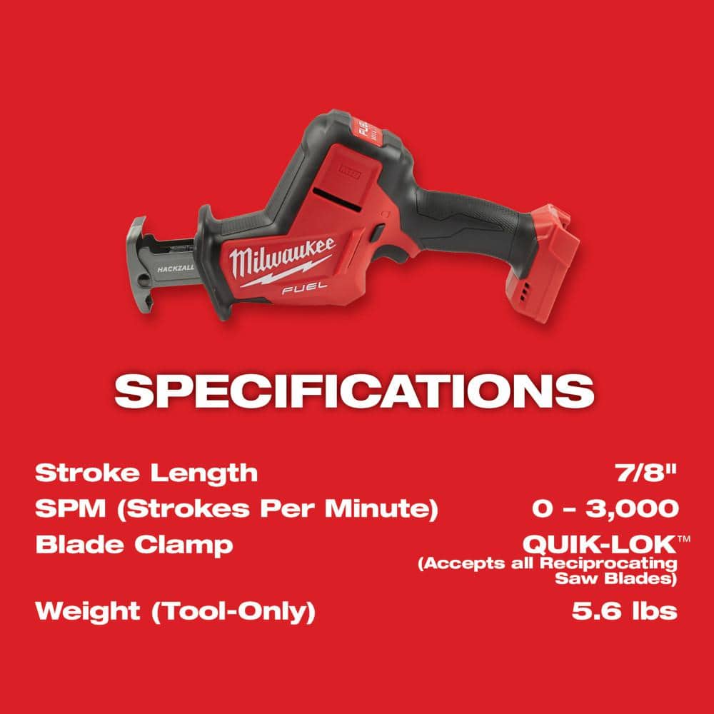 M18 FUEL 18-Volt Lithium-Ion Brushless Cordless HACKZALL Reciprocating Saw with (2) M18 5.0Ah Batteries