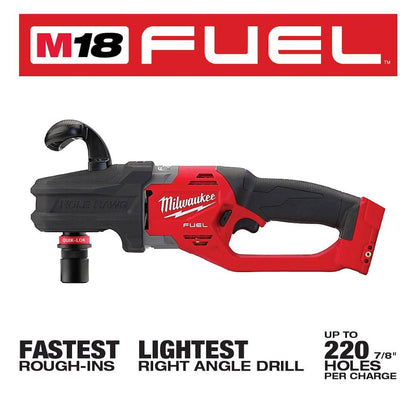 M18 FUEL 18V Lithium-Ion Brushless Cordless Hole Hawg 7/16 in. Right Angle Drill W/Quick-Lok with M18 FUEL Hackzall