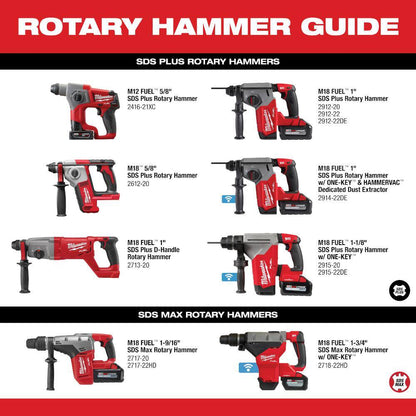 M18 FUEL 18V Lithium-Ion Brushless 1 in. Cordless SDS-Plus Rotary Hammer/Dust Extractor Kit, Two 6.0 Ah Batteries