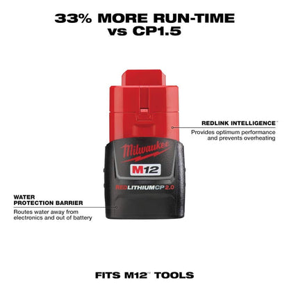 M12 12V Lithium-Ion Cordless Rotary Tool w/Compact Battery Pack 2.0Ah and Charger Starter Kit