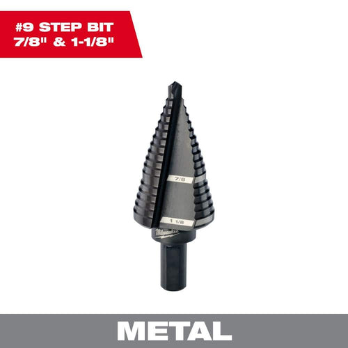 7/8 in. - 1-1/8 in. #9 Black Oxide Step Drill Bit (2-Steps)