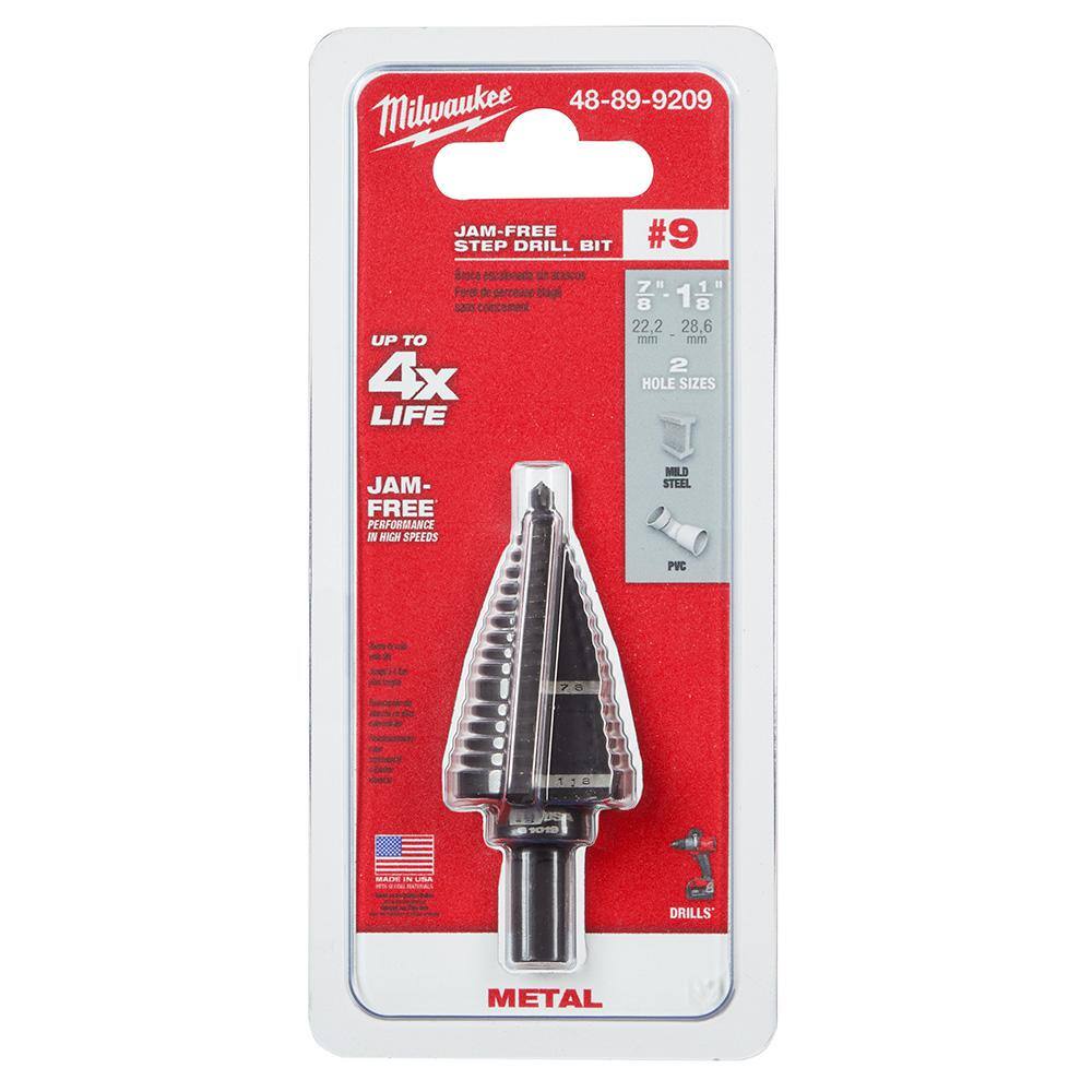 7/8 in. - 1-1/8 in. #9 Black Oxide Step Drill Bit (2-Steps)