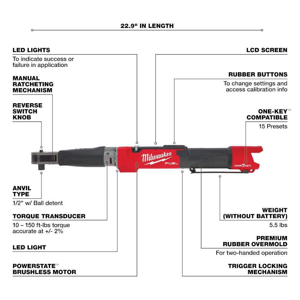 M12 FUEL One-Key 12-Volt Lithium-Ion Brushless Cordless 1/2 in. Digital Torque Wrench (Tool-Only)