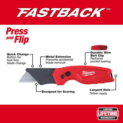 FASTBACK Folding Utility Knife and Compact Folding Utility Knife with Blade Storage and Gut Hook (2-Piece)