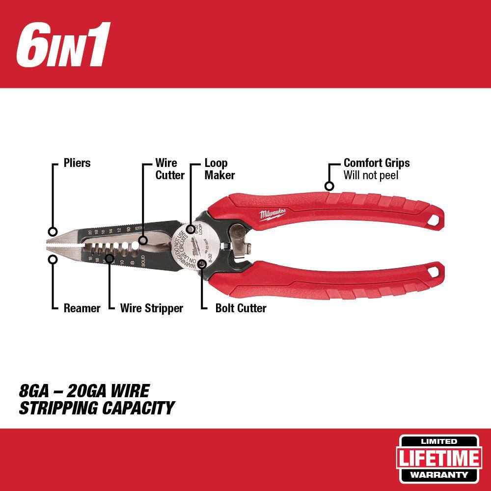 7.75 in. Combination Electricians 6-in-1 Wire Stripper/Cutter Pliers