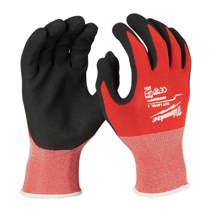 Medium Red Nitrile Level 1 Cut Resistant Dipped Work Gloves