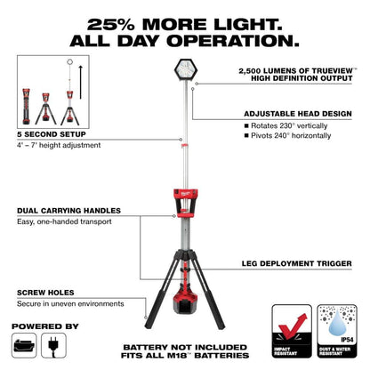 M18 18-Volt Lithium-Ion Cordless Rocket Dual Power Tower Light w/5.0ah Battery