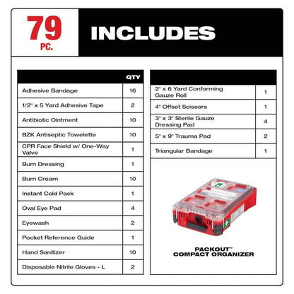 Class A Type 3 Compact Packout First Aid Kit (79-Piece)