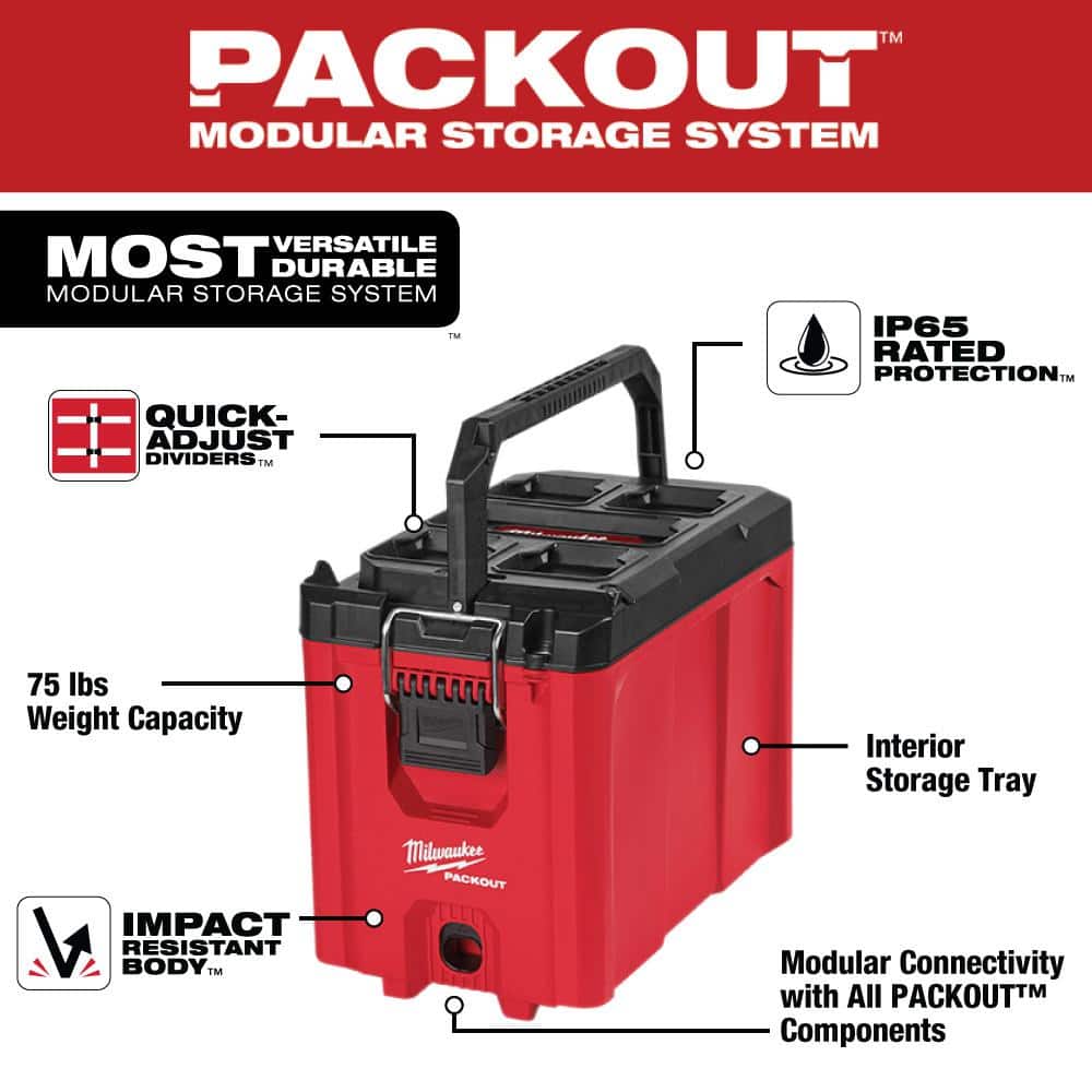 PACKOUT 10 in. Compact Portable Tool Box with Adjustable Dividers and Interior Storage Tray
