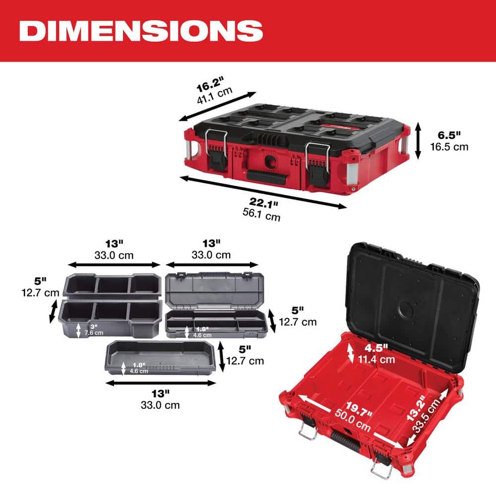 PACKOUT 22 in. Medium Red Tool Box with 75 lbs. Weight Capacity
