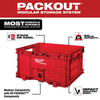 PACKOUT 18.6 in. Tool Storage Crate Bin with Carrying Handles and 50 lbs. Weight Capacity