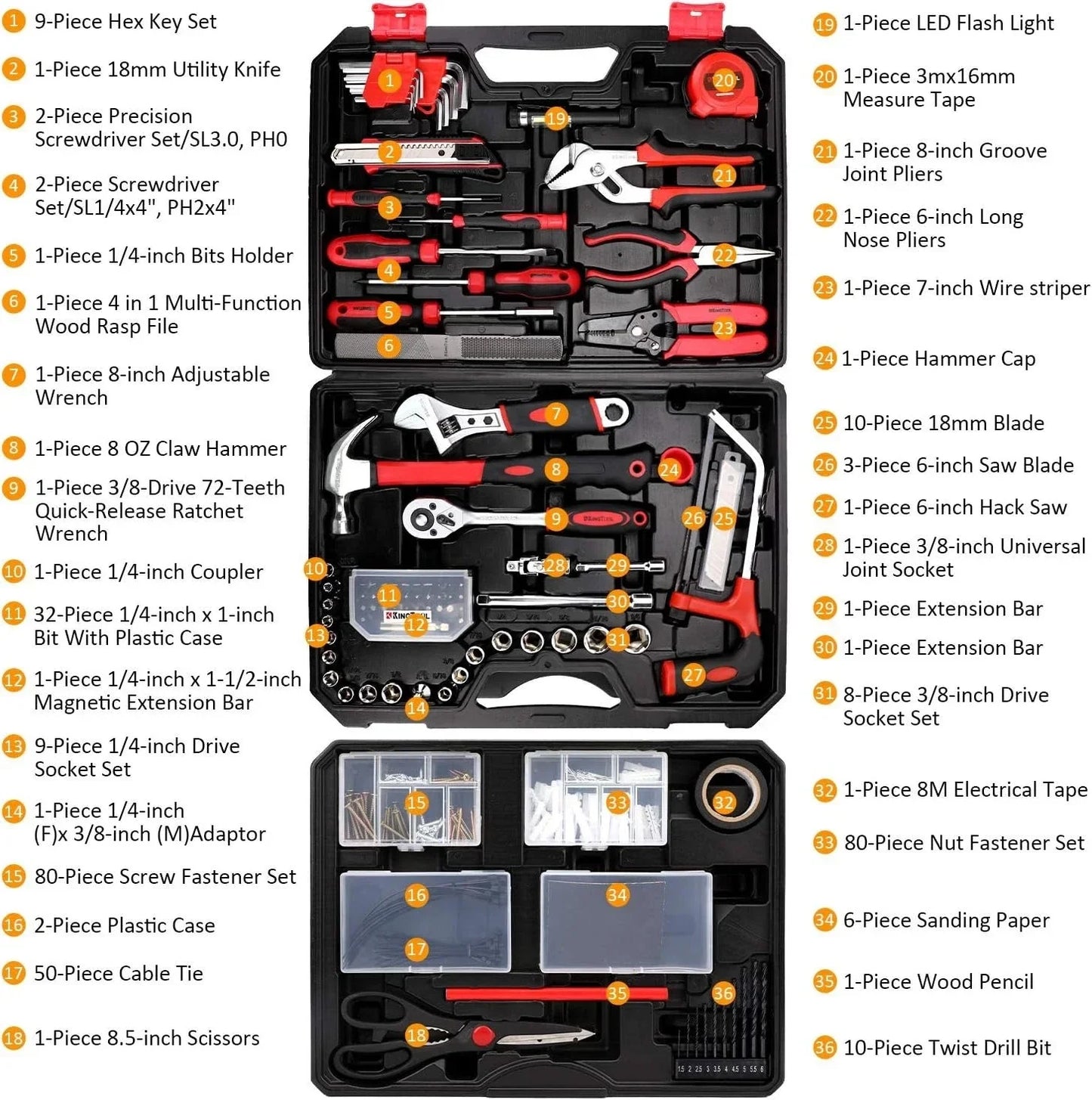 KingTool 325 Piece Home Repair Tool Kit, General Home/Auto Repair Tool Set